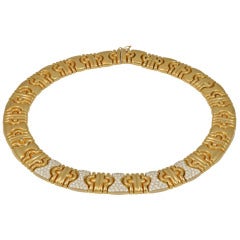 Diamond Station Gold Collar Necklace