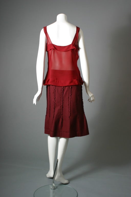 DIOR fancy burgundy wool suit and matching silk blouse For Sale 2