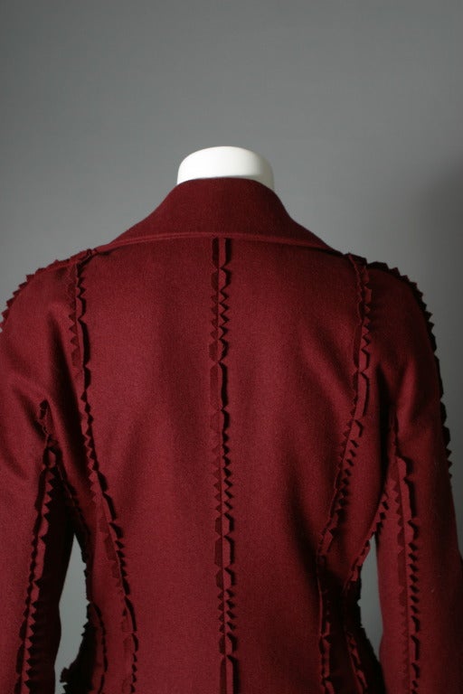 DIOR fancy burgundy wool suit and matching silk blouse For Sale 5