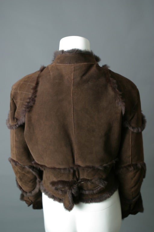 2004 Christian DIOR chocolate Orylag fur jacket In Excellent Condition For Sale In Newark, DE