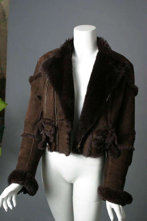 2004 Christian DIOR chocolate Orylag fur jacket For Sale 1