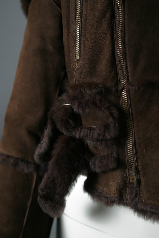 2004 Christian DIOR chocolate Orylag fur jacket For Sale 3