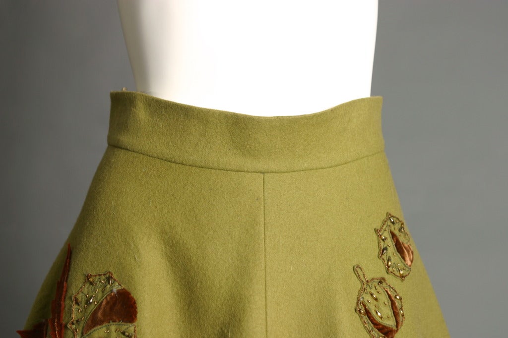 Women's 1950s Lanvin - Castillo ''chalet '' appliqué and embroidered skirt For Sale