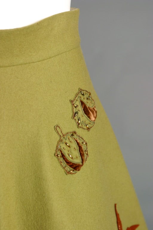 1950s Lanvin - Castillo ''chalet '' appliqué and embroidered skirt For Sale 1