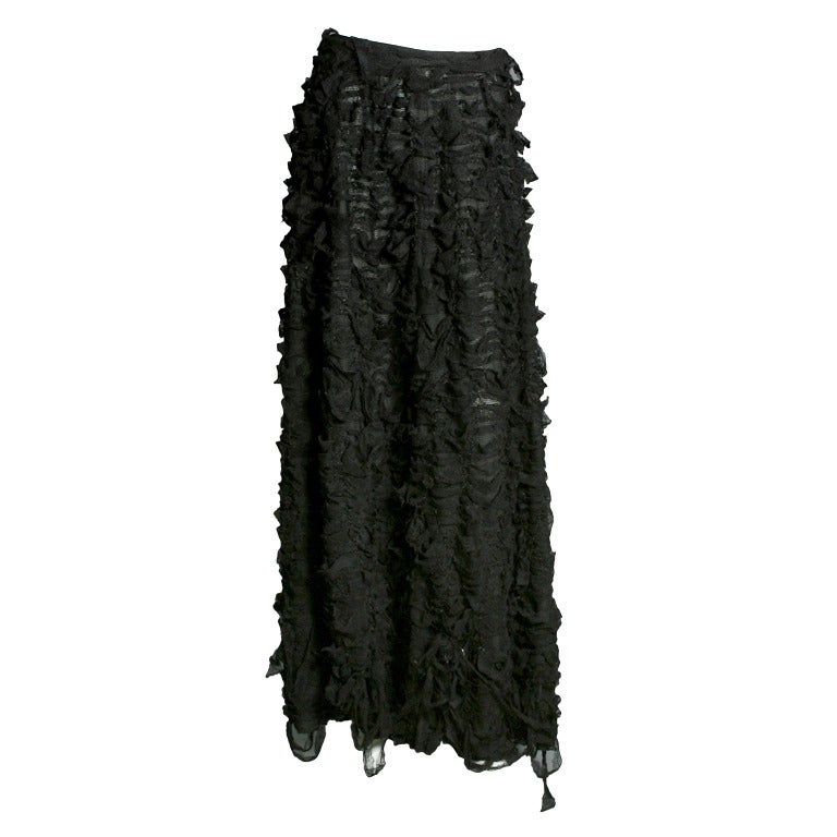 2001 Tom FORD for Yves Saint Laurent long frayed guipure skirt For Sale