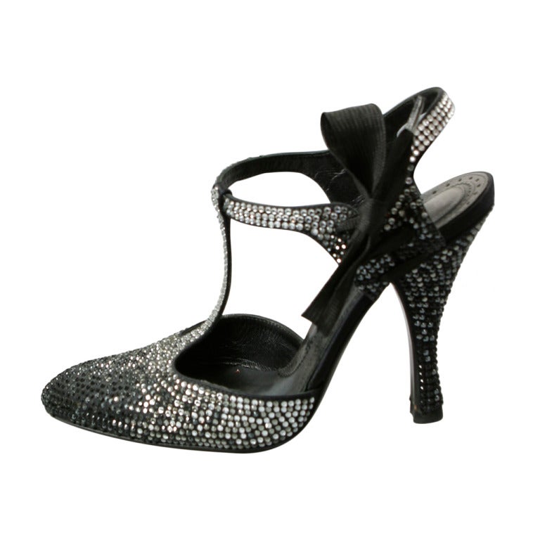 TOM FORD for YSL Swarovski crystals shimmering evening shoes Size 37 1/2 For Sale