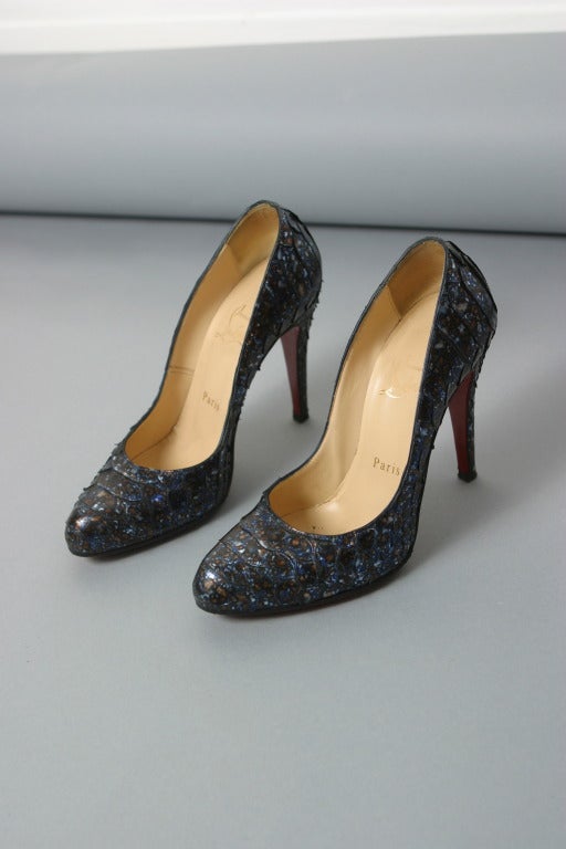 Christian LOUBOUTIN luxurious dark shaded python pumps size 37 1/2