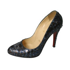 Christian LOUBOUTIN luxurious dark shaded python pumps size 37 1/2