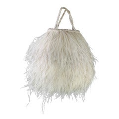 Glamorous and ultra feminine white ostrich feather evening handbag