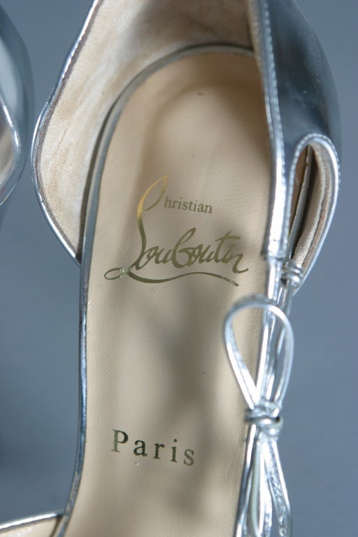 2012 LOUBOUTIN Gorgeous shinny silver calfskin mules For Sale 4