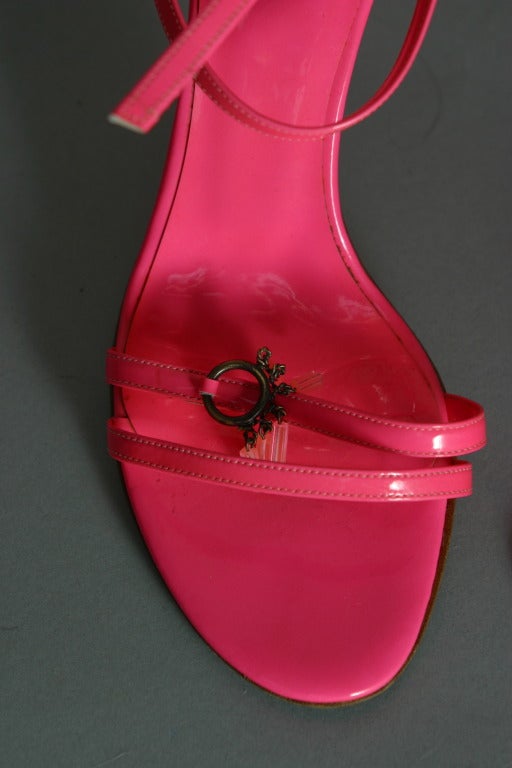 GALLIANO's sensational fluo pink sandals and matching satin hand bag For Sale 5