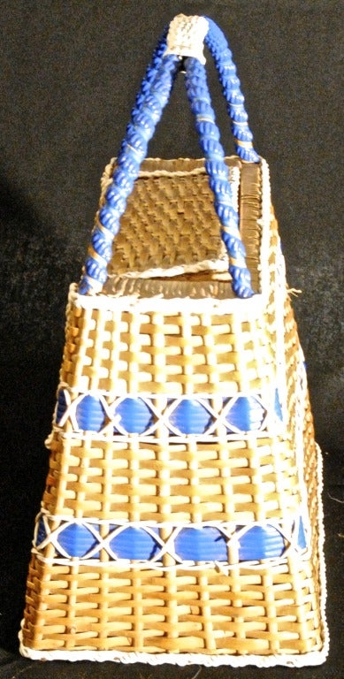 1950s french natural osier rigid basket For Sale 3