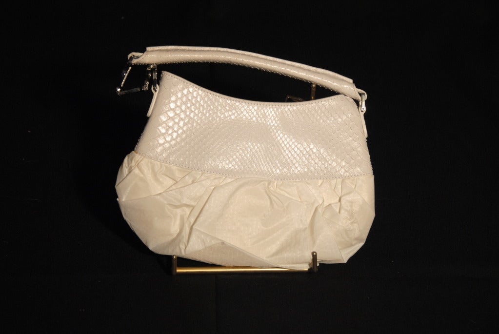 DIOR New white python and taffeta hand bag For Sale 2