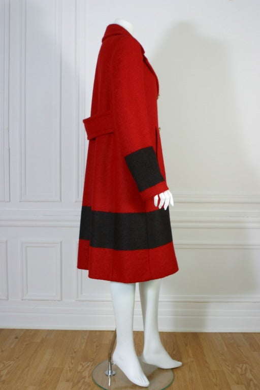Women's GUCCI red and black woolen coat For Sale
