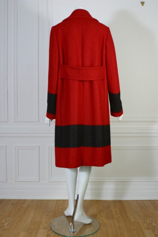 GUCCI red and black woolen coat For Sale 1