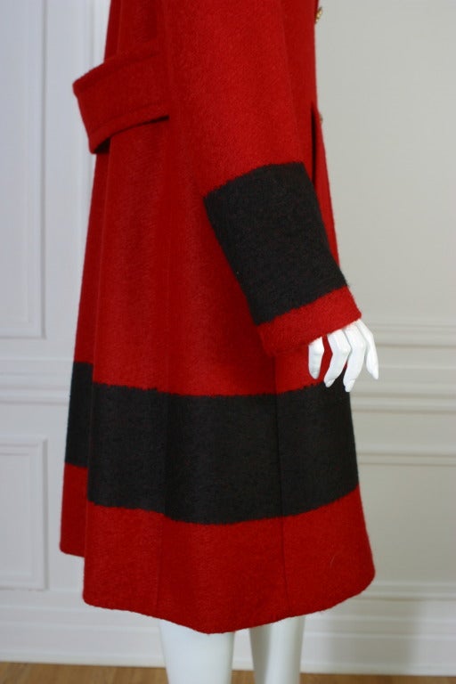 GUCCI red and black woolen coat For Sale 2