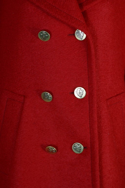 GUCCI red and black woolen coat For Sale at 1stDibs