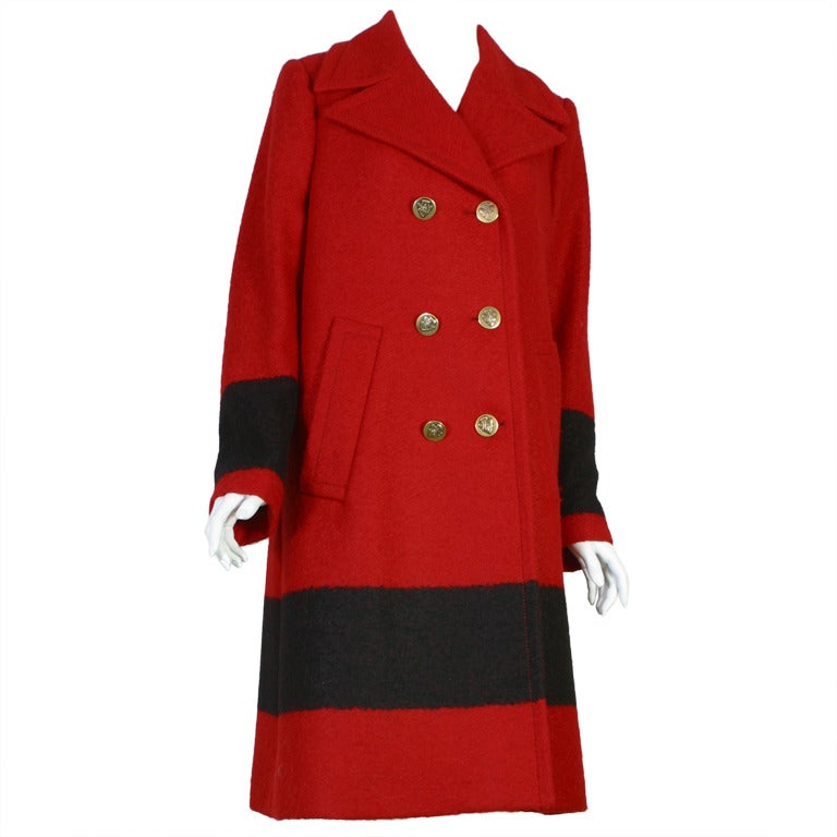 GUCCI red and black woolen coat For Sale