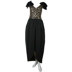 Vintage 1980s DIOR black ottoman and velvet evening gown