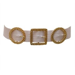 Vintage 1985 CHANEL lovely soft pink silk and gold chain belt