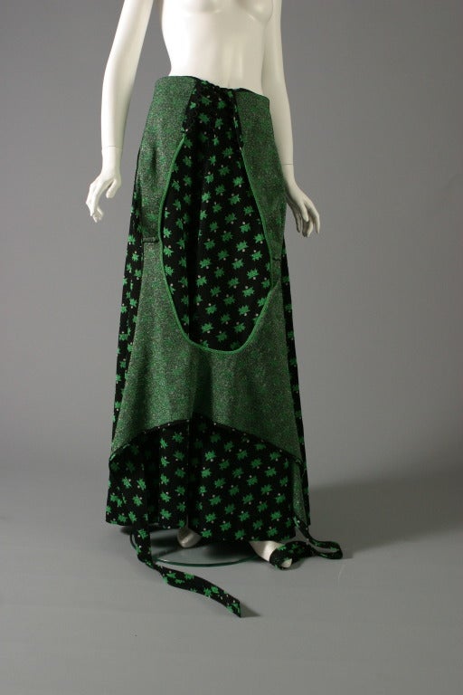 1970 LANVIN black printed Lurex long shimmering evening dress For Sale 6