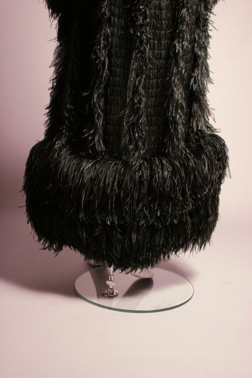 1990s CHANEL HAUTE COUTURE smocked chiffon and ostrich feathers evening coat For Sale 1