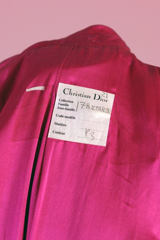 2007 Divine DIOR hot pink jersey fox sleeved evening coat 3