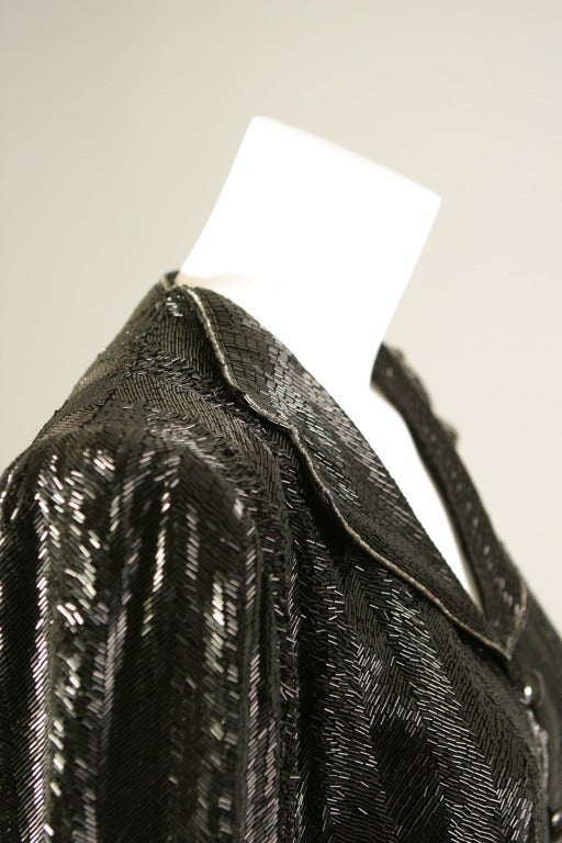1978 SAINT LAURENT HAUTE COUTURE herringbone sequin jacket For Sale 1