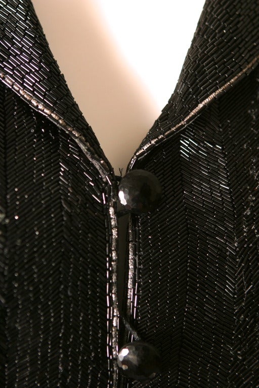 1978 SAINT LAURENT HAUTE COUTURE herringbone sequin jacket For Sale 4