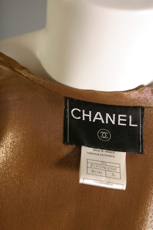 1999 CHANEL fawn-colored lambskin and gold lurex coat For Sale 6
