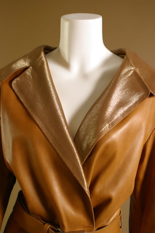 1999 CHANEL fawn-colored lambskin and gold lurex coat For Sale 1