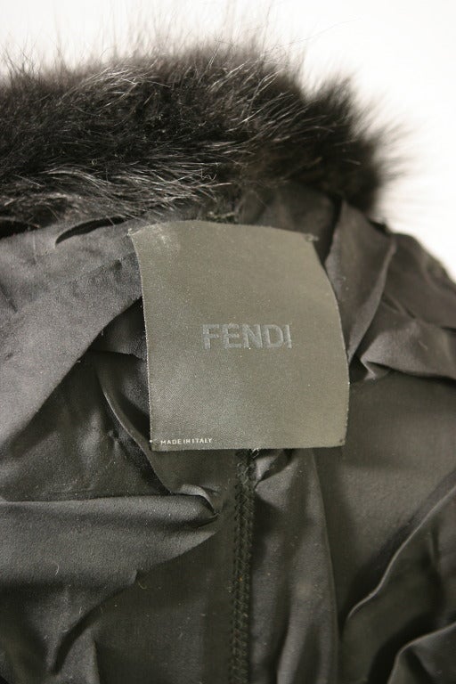 Prestigious FENDI black Breitschwanz and fox fur coat For Sale 6