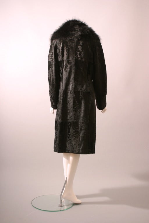 Prestigious FENDI black Breitschwanz and fox fur coat In New Condition For Sale In Newark, DE