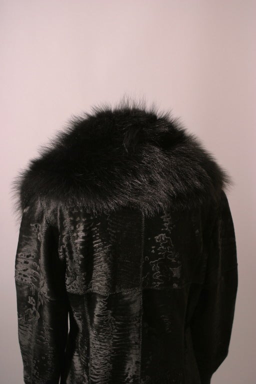 Women's Prestigious FENDI black Breitschwanz and fox fur coat For Sale