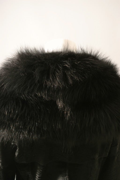 Prestigious FENDI black Breitschwanz and fox fur coat For Sale 5