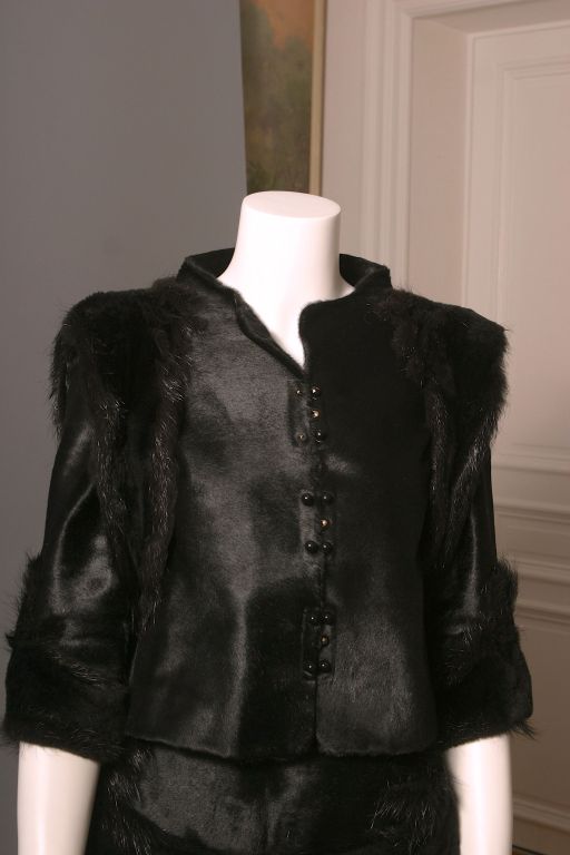 2006 ROCHAS COUTURE sublime pony hair and nutria suit For Sale 5