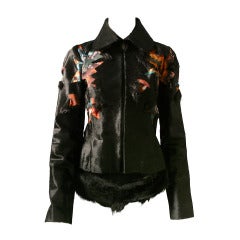 2006 ROCHAS COUTURE pony skin inlaid fitted jacket