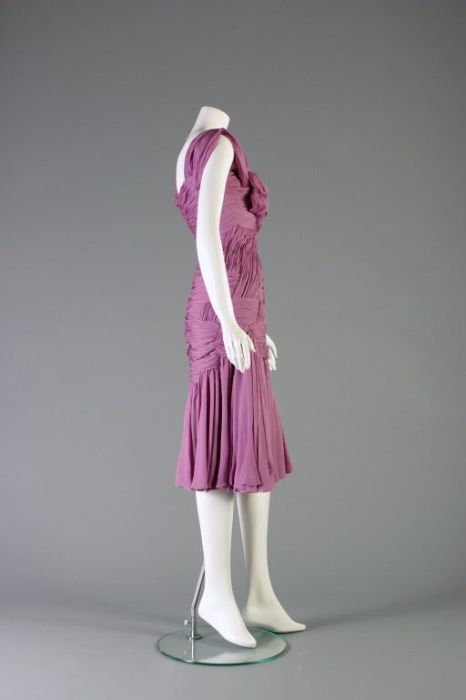 Women's 2007 DIOR HAUTE COUTURE mauve chiffon cocktail dress For Sale