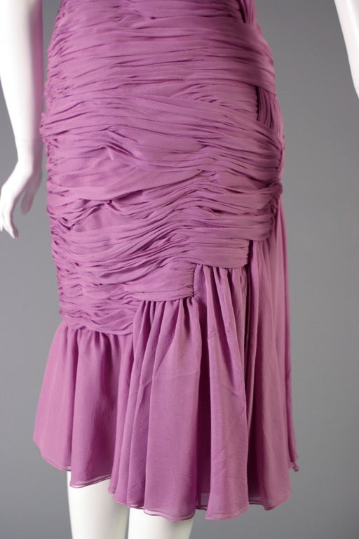 2007 DIOR HAUTE COUTURE mauve chiffon cocktail dress For Sale 4