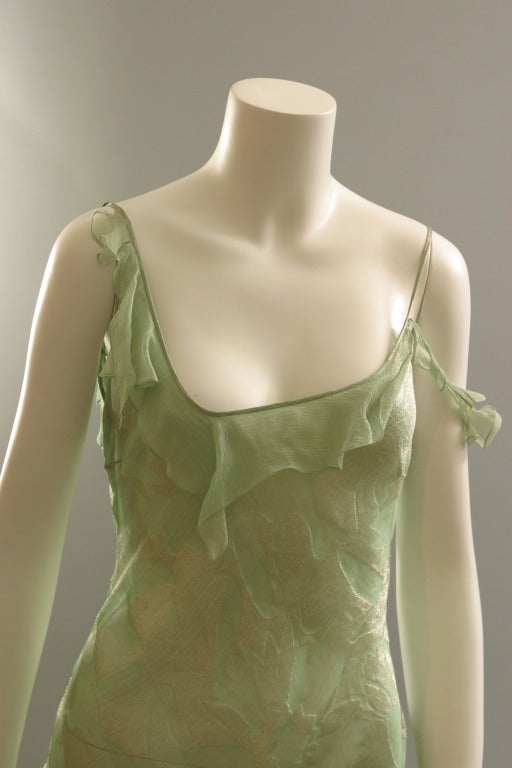 Women's DIOR see through Nile green shimmering evening dress For Sale