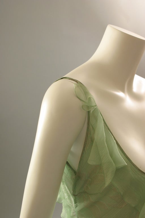 DIOR see through Nile green shimmering evening dress For Sale 2