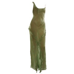 DIOR see through Nile green shimmering evening dress
