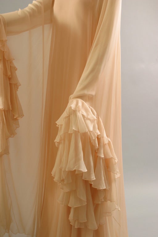 Women's 1960s Stravropoulos Dolce Vita tea rose silk chiffon evening gown