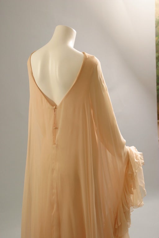 1960s Stravropoulos Dolce Vita tea rose silk chiffon evening gown 3