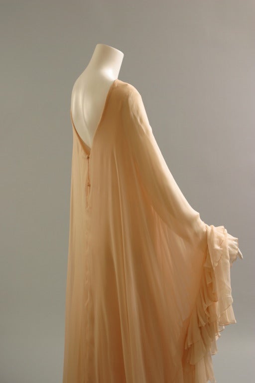 1960s Stravropoulos Dolce Vita tea rose silk chiffon evening gown 4