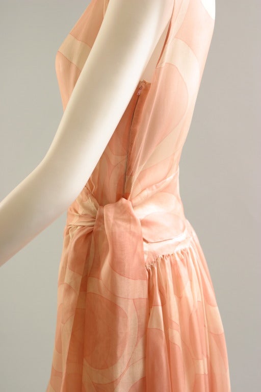 1970s Chanel Couture Attributed silk gazar gown For Sale 6