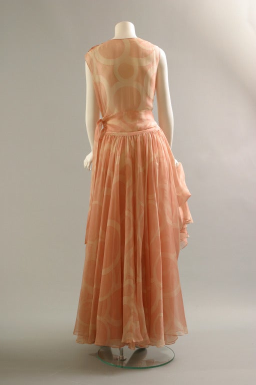 Women's 1970s Chanel Couture Attributed silk gazar gown For Sale