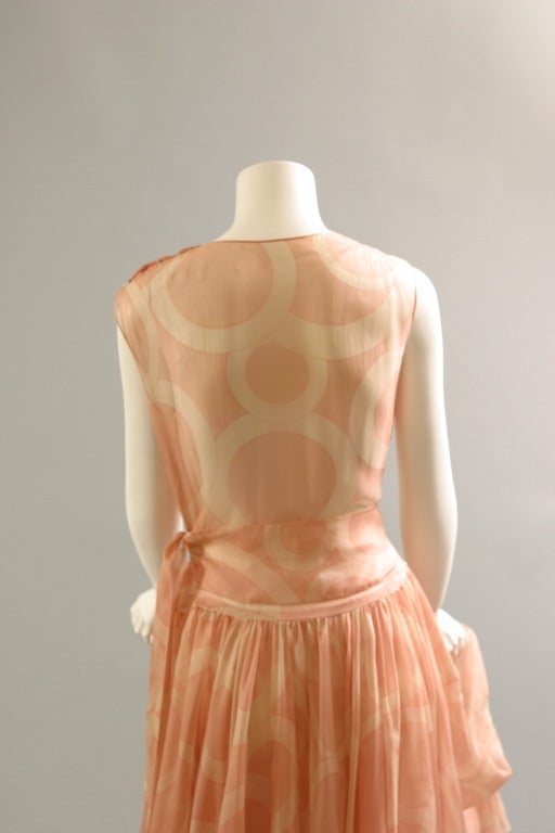 1970s Chanel Couture Attributed silk gazar gown For Sale 1