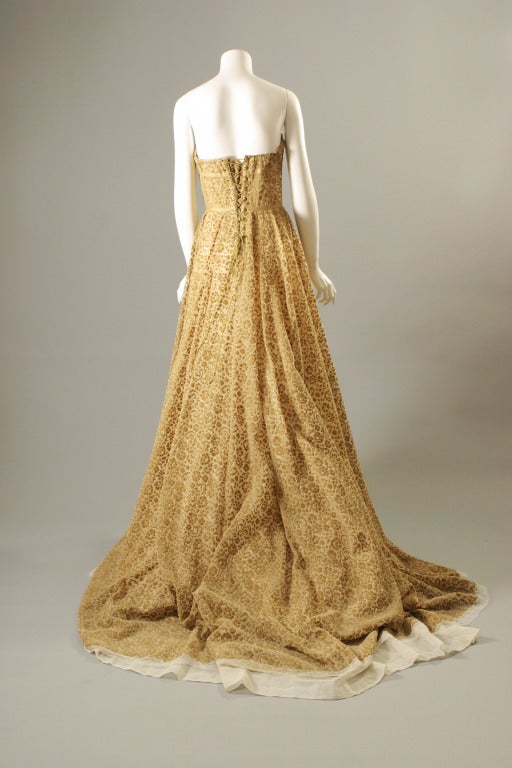 2006 ROCHAS COUTURE cut velvet and chiffon bustier evening gown For Sale 1