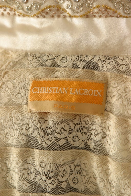 Christian LACROIX HAUTE COUTURE sublime platinum fox on lace evening fur coat For Sale 6
